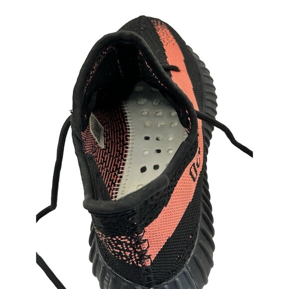 Adidas Yeezy Boost 350 V2 Black/Red Sneakers Size 8.5 Mens Lace-Up Knit Athletic - Picture 3 of 10